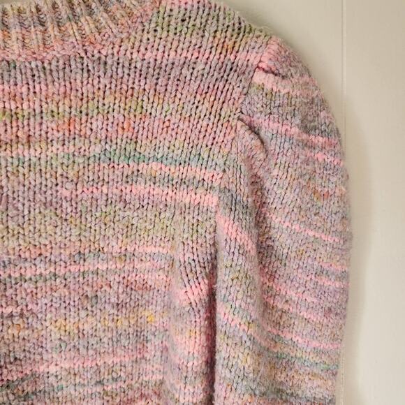 LoveShackFancy Aquarius Pullover Chunky Knit Sweater Pink Cloud Puff Sleeve S - Picture 12 of 12
